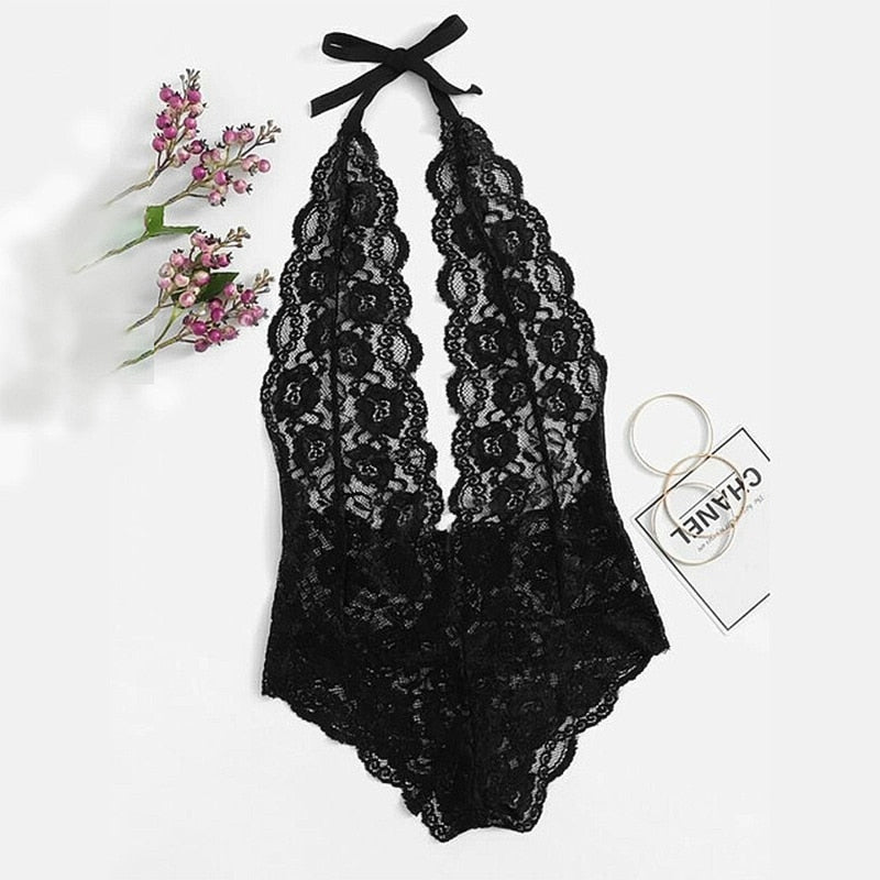 One Piece V-neck Floral Lace Sexy Body Suit