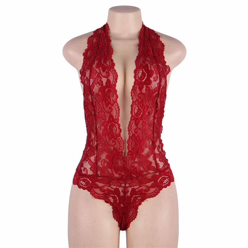 One Piece V-neck Floral Lace Sexy Body Suit